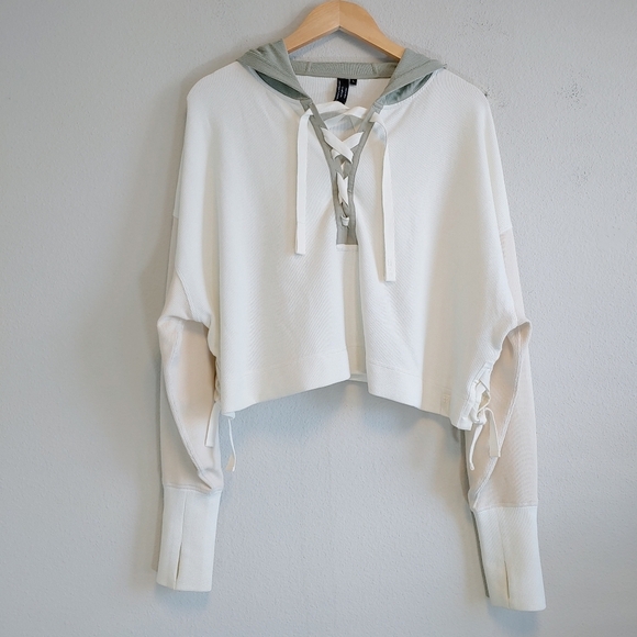 Sweaty Betty X Halle Berry Nakano Waffle Hoodie Sz L Athleisure Colorblock - Picture 1 of 13